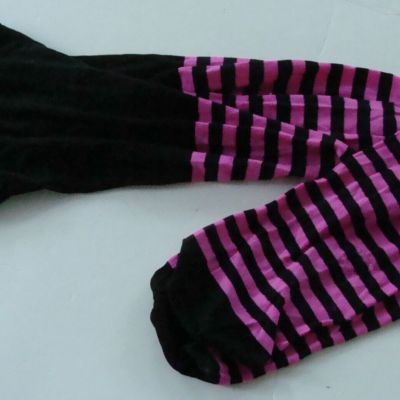 PINK STRIPED & SOLID BLACK TIGHTS Opaque One Size - Halloween Costume Accessory